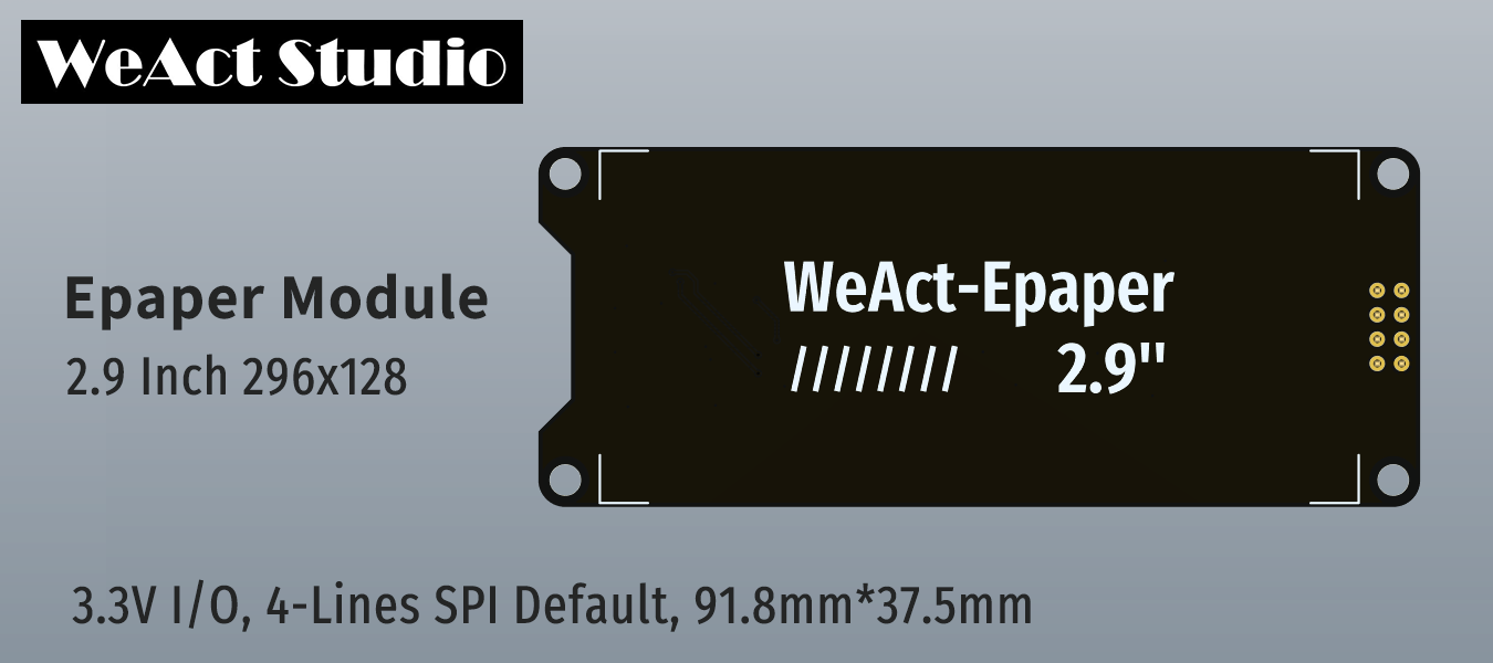 Дисплей чорнильний 2.9" E-Paper чорний/білий (WeAct Studio)