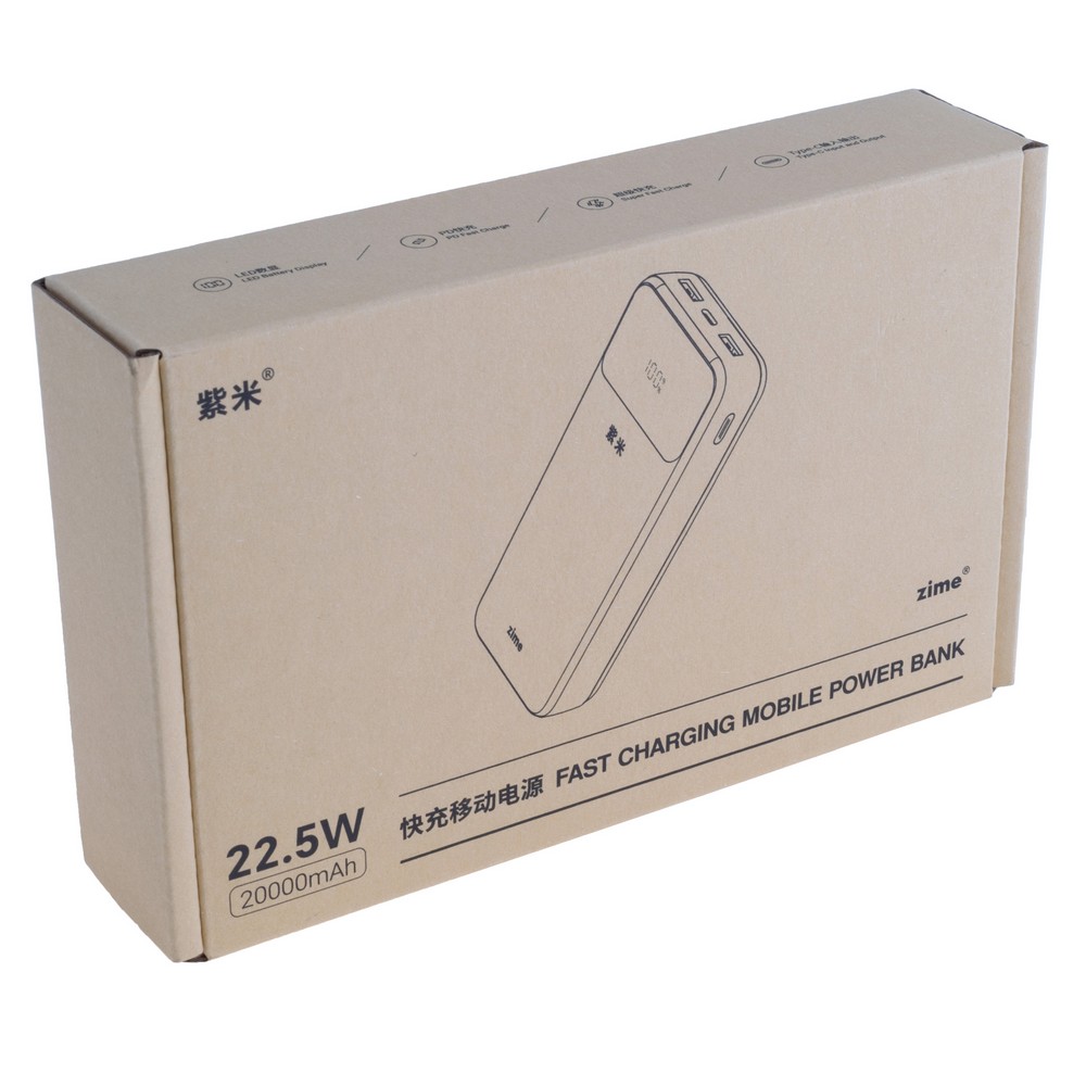 Power Bank 20000mAh 74Wh (12000mAh @ 5V/2A) 22.5W max Black (B225W2A1C-2 – zime)
