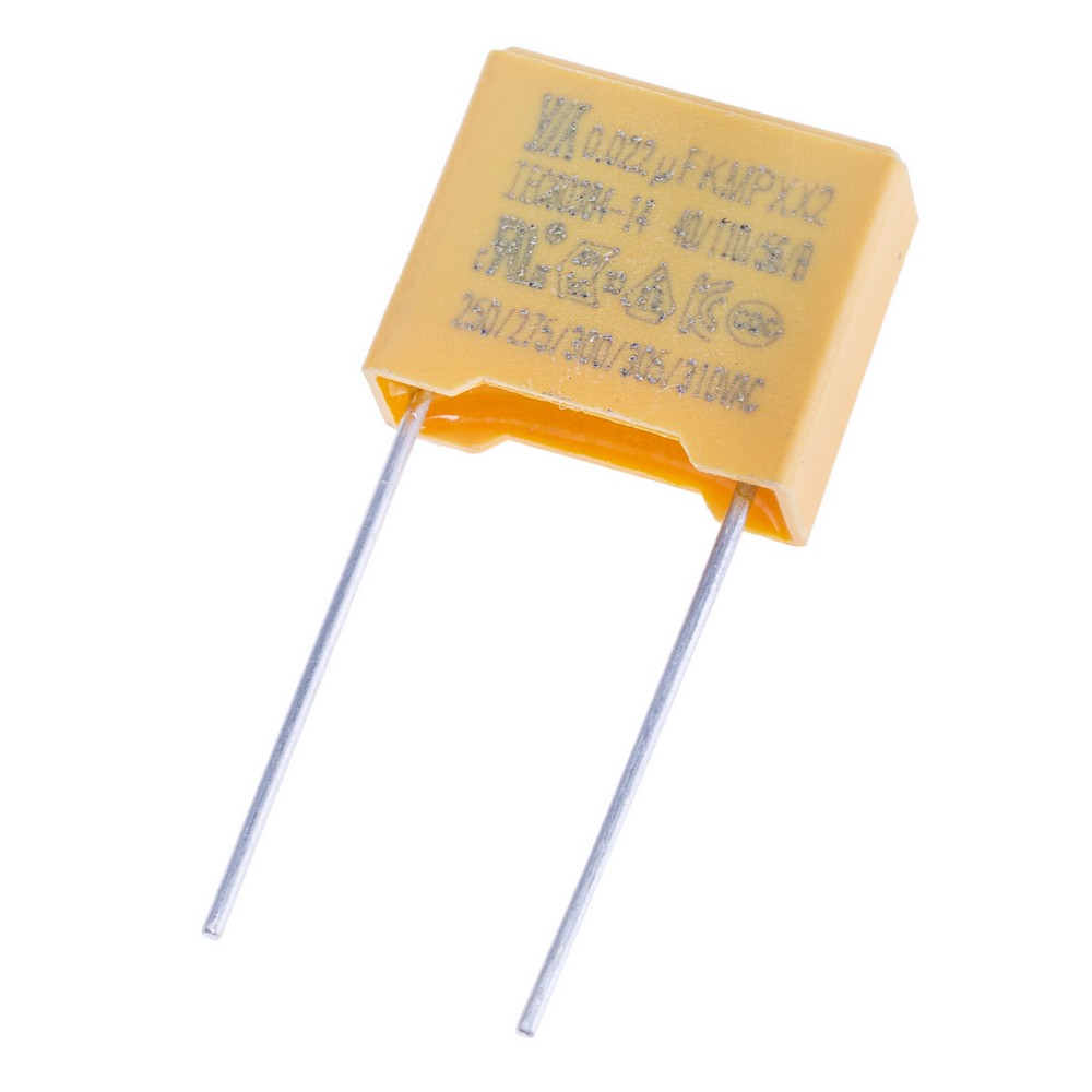 MPX 22nF 275VAC K(±10%), P=10mm, 5x11x13 mm X2-223K275VACC2-1 YY-конденсатор плівковий