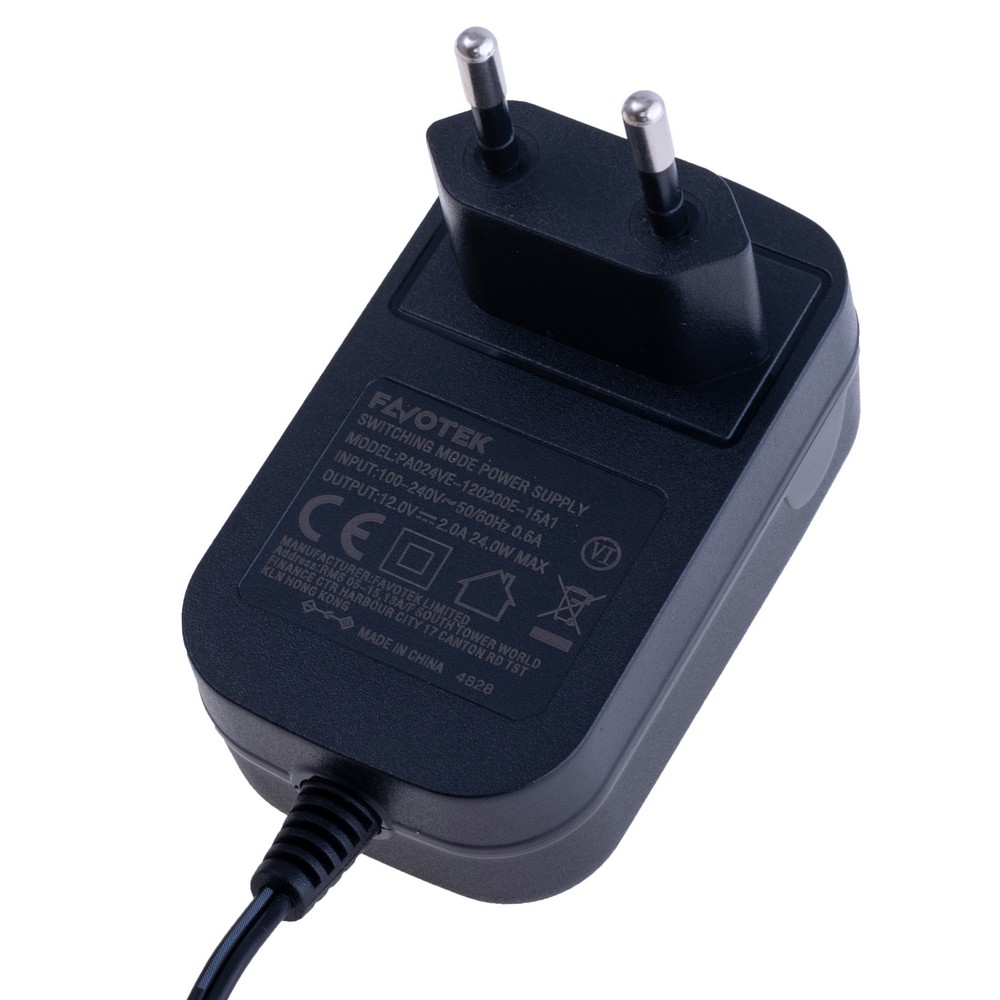 Блок живлення з вилкою 24W 12V, роз'єм:2.1x5.5 mm, PA024VE-120200E-15A1