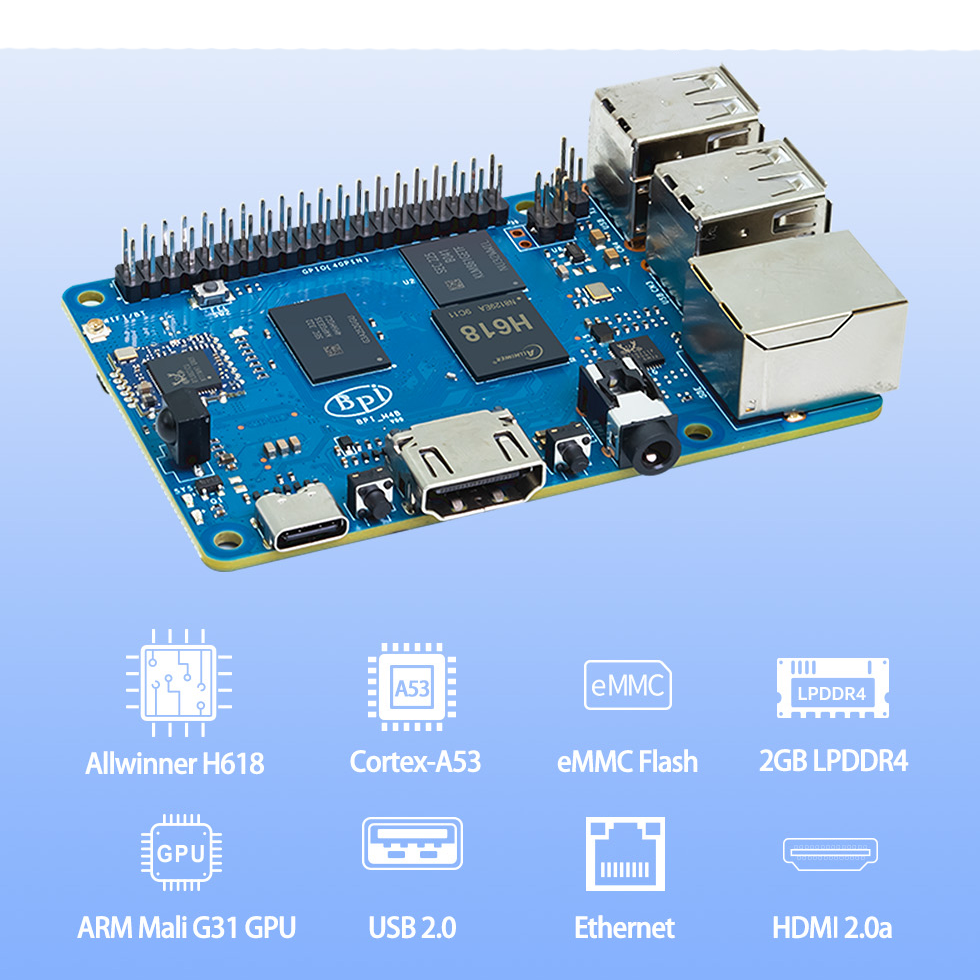 Мікрокомп'ютер Banana Pi BPI-M4 Berry 2G LPDDR4+8G eMMC