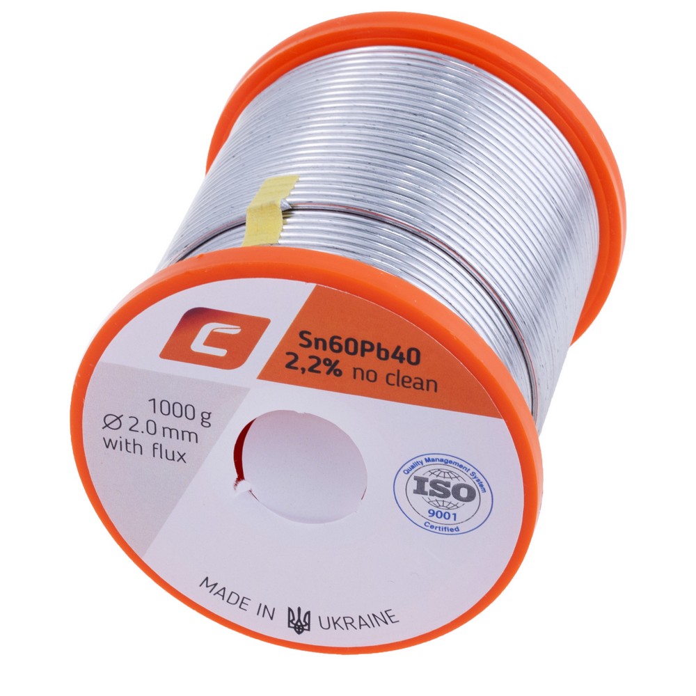 Дротяний припій, 2mm 1000g з флюсом, свинцевий, Sn60Pb40