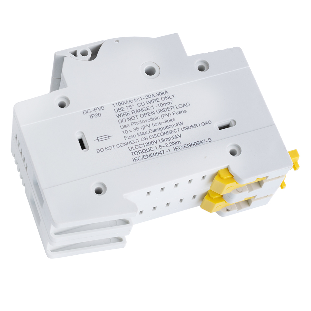 Тримач запобіжників 2P PV max32A DC 1000V 10x38mm на DIN-рейку (TOMZN)