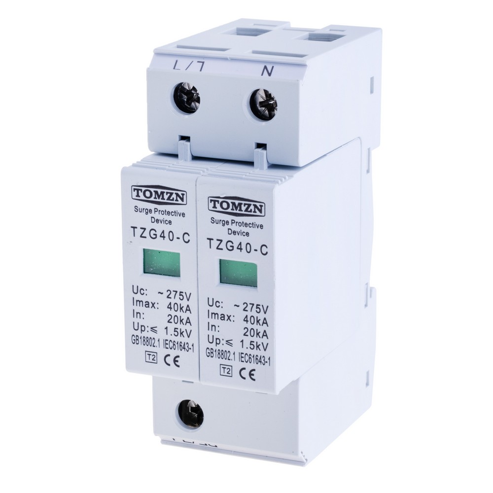 Пристрій захисту від імпульсних перенапруг 2P AC SPD TZG40-C(20KA-40KA) 275V