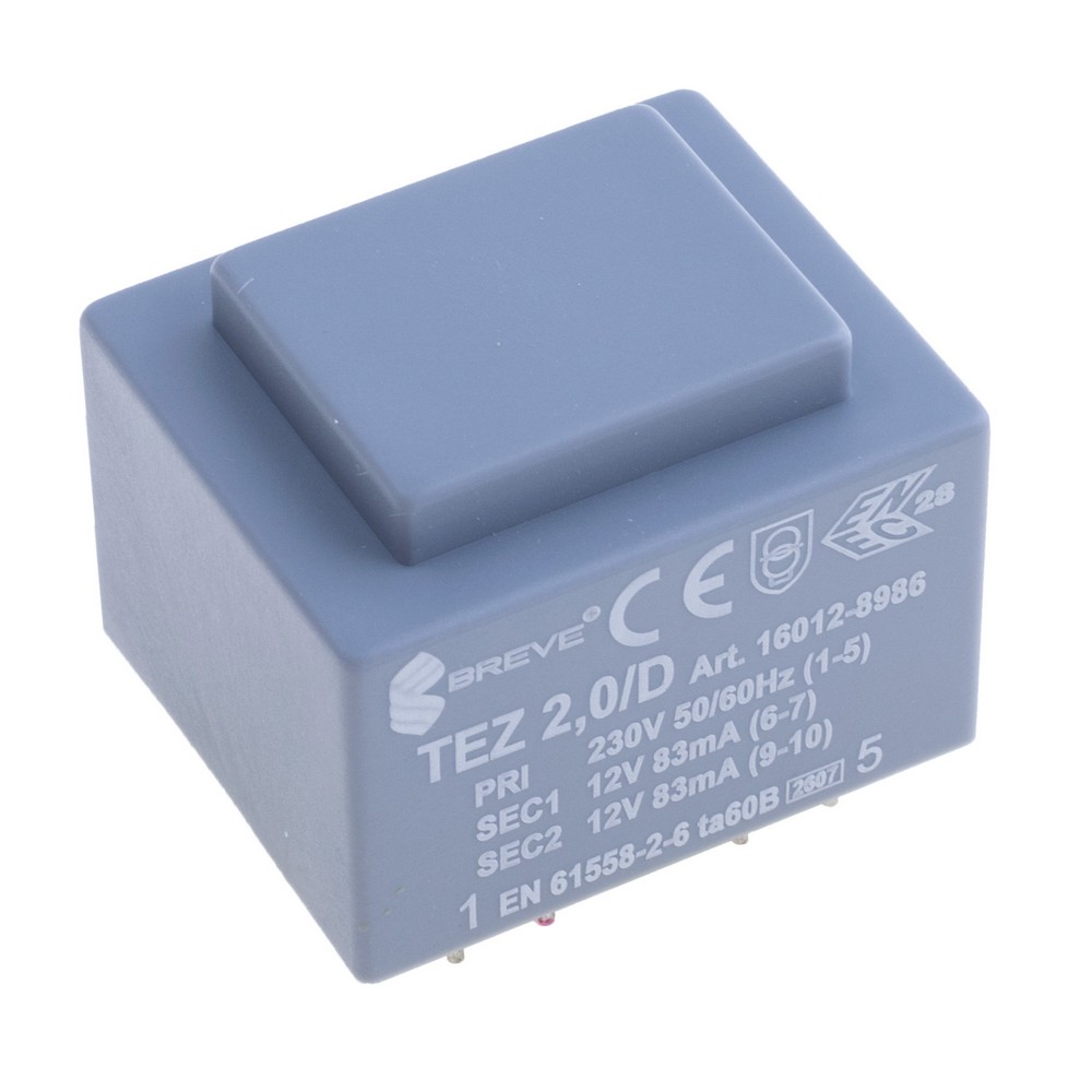 Трансформатор залитий 2VA, 2х12 V, TEZ2/D230/12-12V BREVE TUFVASSONS Трансформатор залитий 2VA, 2х12 V, TEZ2/D230/12-12V BREVE TUFVASSONS