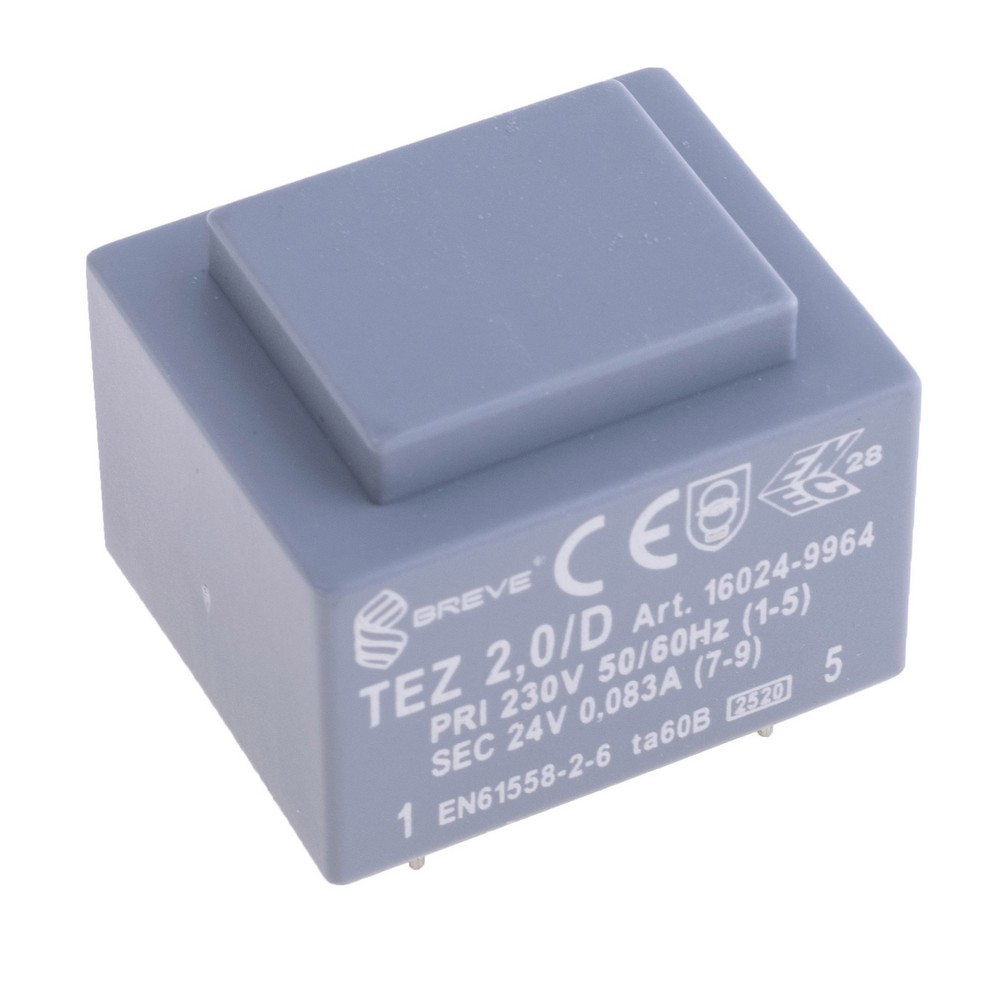 Трансформатор залитий 2VA, 24 V, TEZ2/D230/24V BREVE TUFVASSONS