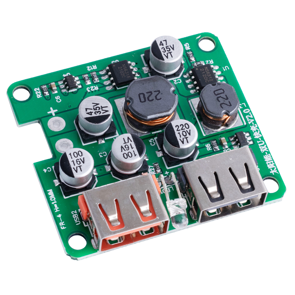 Контролер заряду сонячної батареї 2xUSB, DC/DC, 5V 2.4A(Max.) + QC 3.0