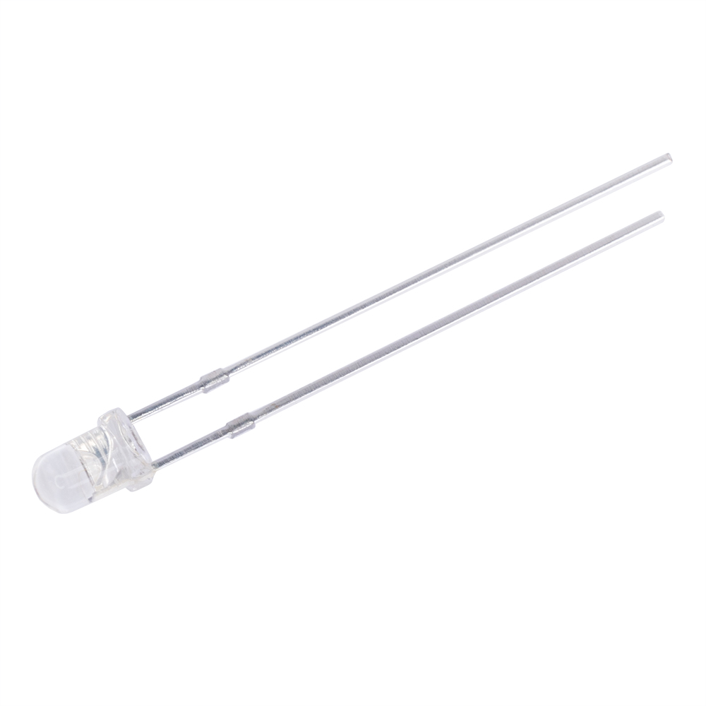 Світлодіод 3мм червоний 12VDC 10mA, 3-4 Сd, Water Clear d=3mm h=5,5mm
