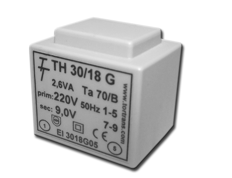 Трансформатор залитий 2,5VA, 2х12 V, TH30/18G 2*12V (код EI 3018G 17) Тортранс