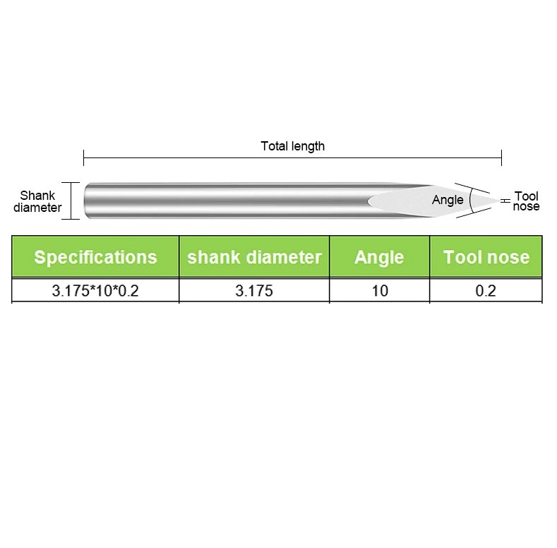 Гравірувальна фреза 3.175*10*0.2