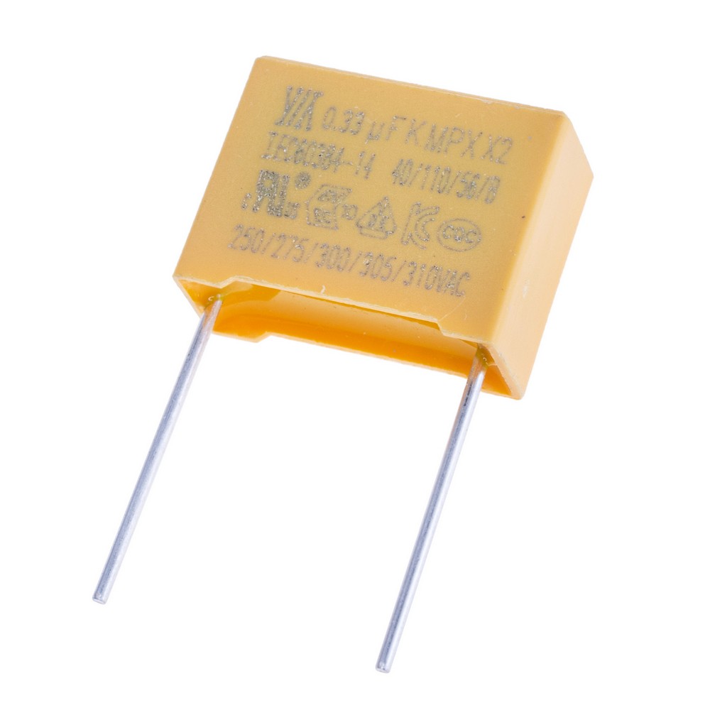 MPX 330nF 275VAC K(±10%), P=15mm, 18x13,5x7,5mm X2-334K275VACD3 YY-конденсатор плівковий