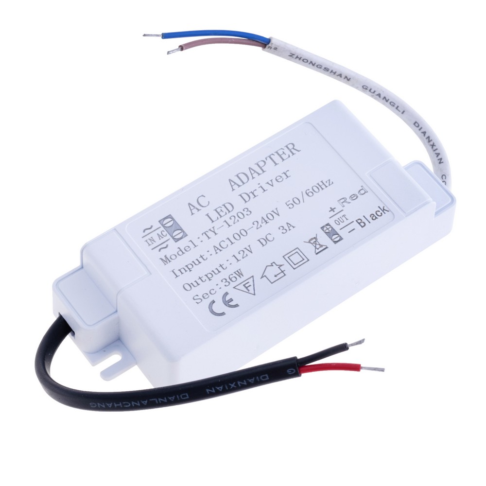 Драйвер для світлодіодів 36W в корпусі, DC 12V ±5% @ 3A, AC 100-240V, 110x45x25mm (TY-12-03)
