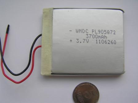 LiPo 3700 mAh, 3,7V, 9х58х72мм Wanmabattery акумулятор літій-полімерний 905872M30