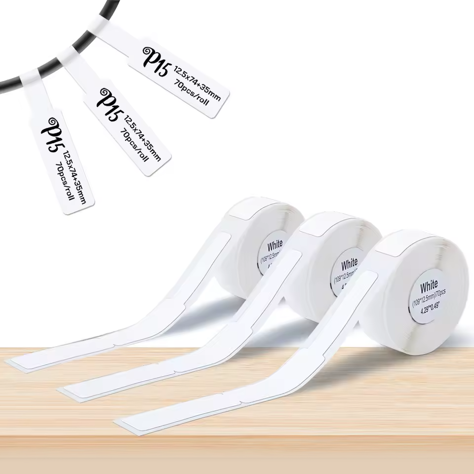 Стрічка для принтера етикеток біла, для маркування проводу, 1 бобіна, 3PK White Cable