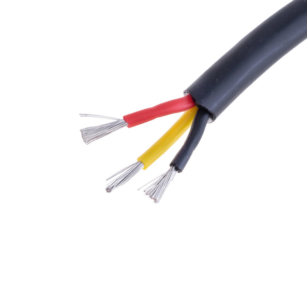 Силіконовий провід 3-жильний в чорній оболонці 18AWG(1mm2 40/0.18/TS) чорний, червоний, жовтий