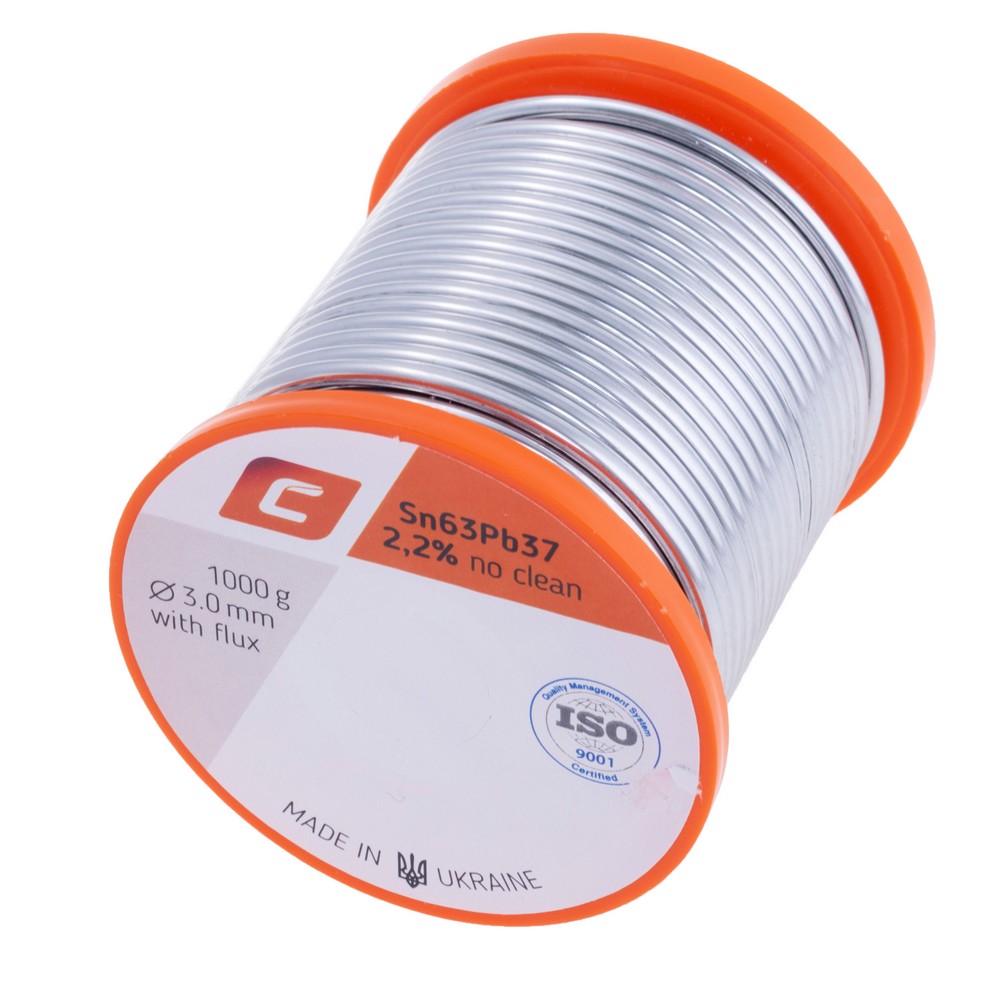 Дротяний припій, 3mm 1000g з флюсом, свинцевий, Sn63Pb37