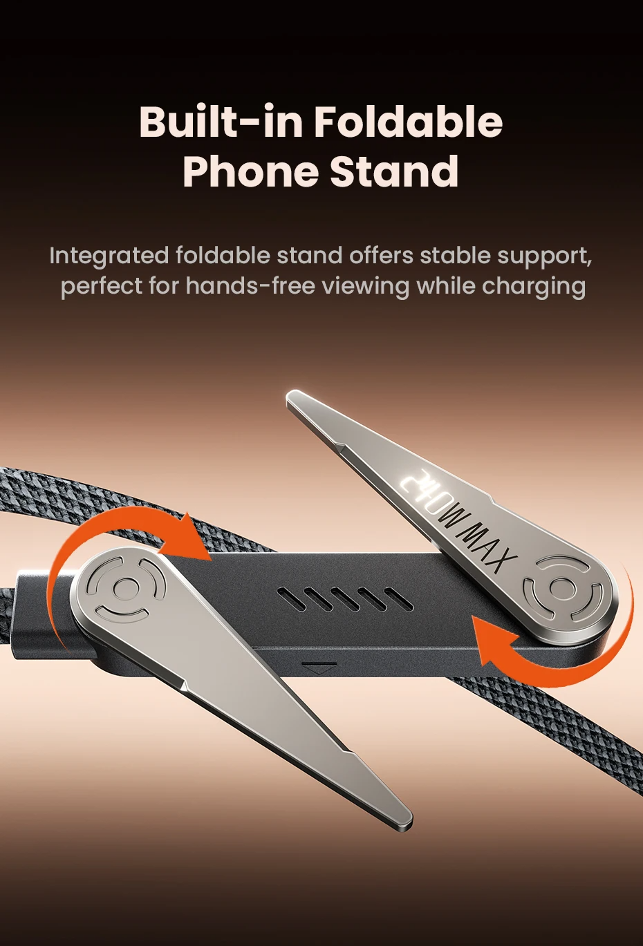 Провід з підставкою USB type-C / USB type-C 100W, чорний, 1,5 метра, 40100147