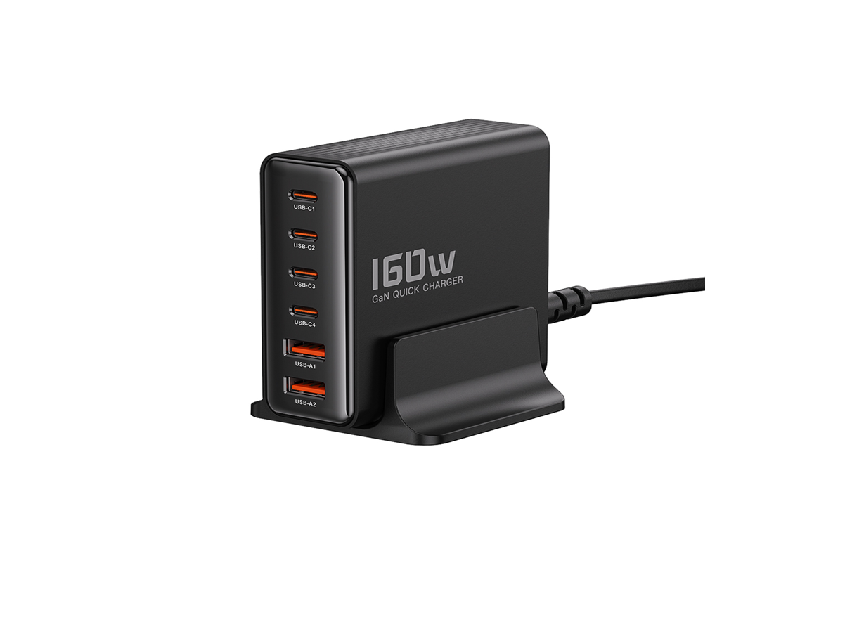 Зарядний пристрій чорний GaN 160W, 40220001