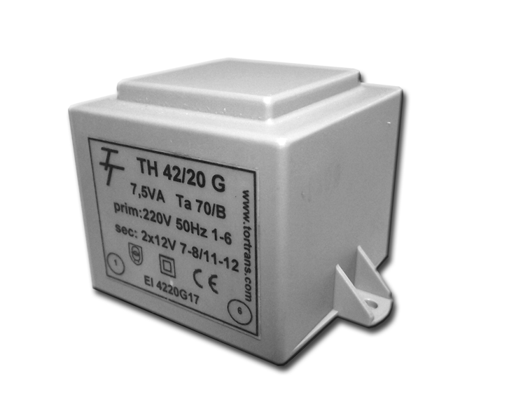 Трансформатор залитий 7,5VA, 12 V, TH42/20G 12V (код EI 4220G 07) Тортранс