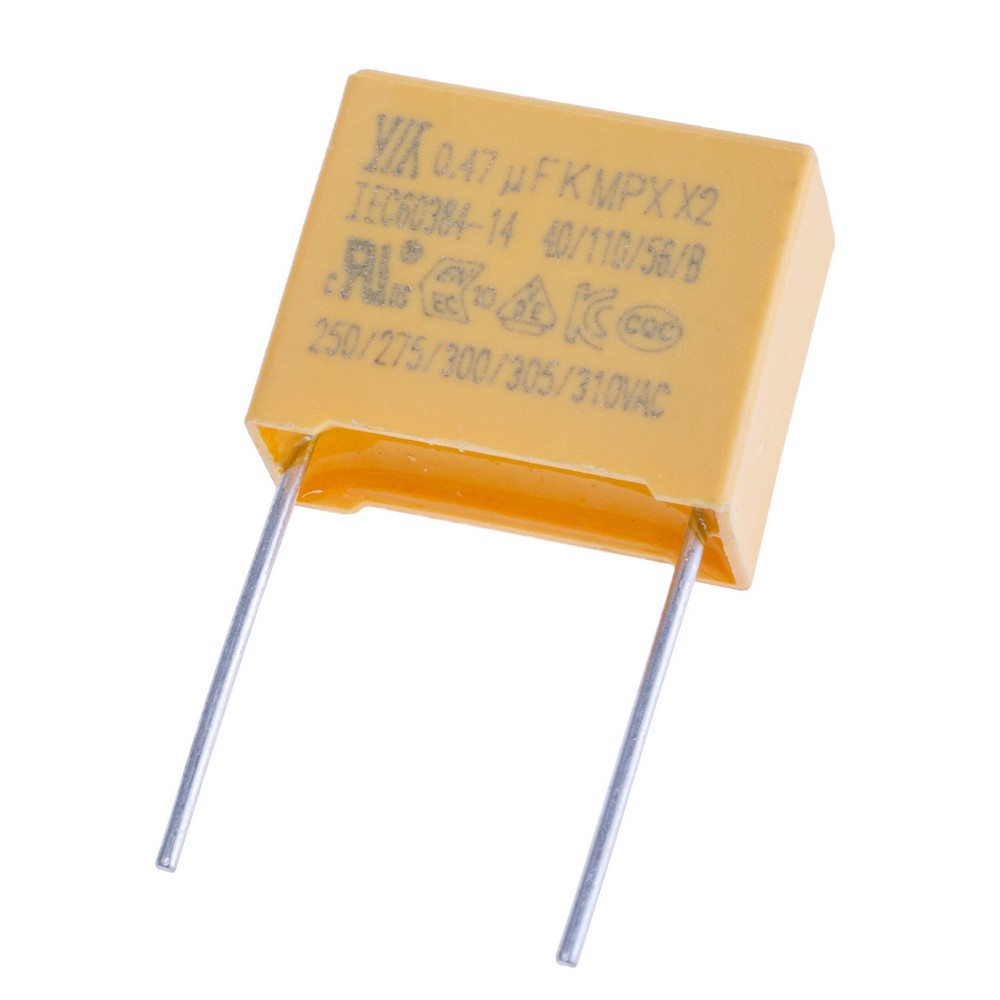 MPX 470nF 275VAC K(±10%), P=15mm, 18x14,5x8,5mm X2-474K275VACD4 YY-конденсатор плівковий