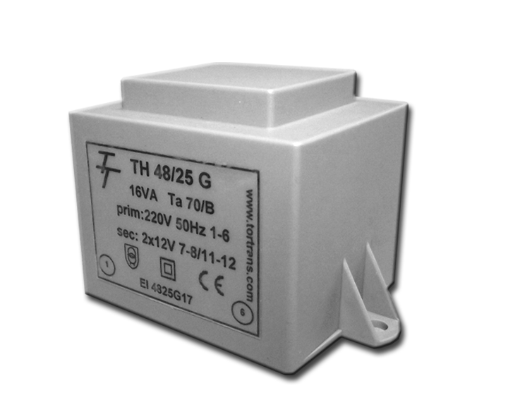 Трансформатор залитий 16VA, 12 V, TH48/25G 12V (код EI 4825G 07) Тортранс