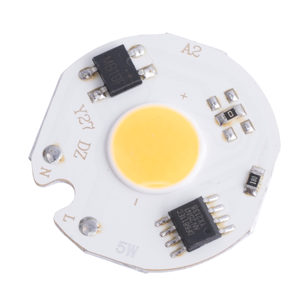 Світлодіод 5W, білий теплий з драйвером 220V Led COB модуль 5W d27mm
