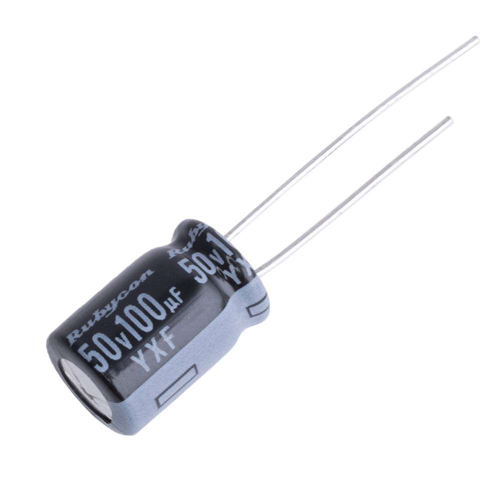 100uF 50V 8x11,5mm 105°C  (50YXF100MEFCT78X11.5-RUBYCON) (електролітичний конденсатор)