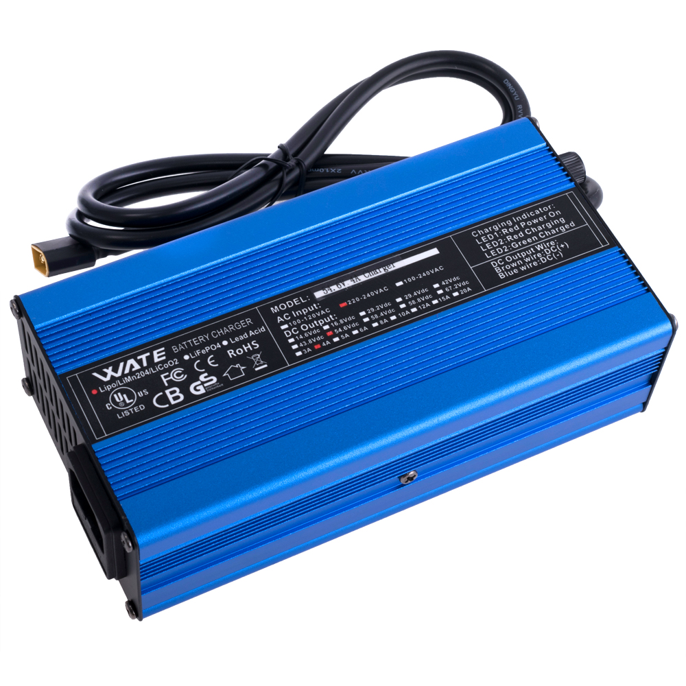 Зарядний пристрій 54.6V / 4A для Li-Ion акумуляторів 13S (WATE-5404S, Wate)