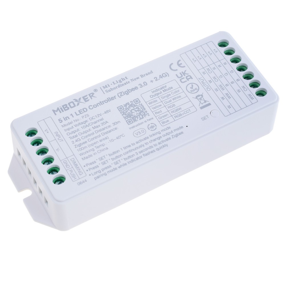 Контролер світлодіодних стрічок 5в1 Zigbee 3.0 + 2.4G, PZ5 Контролер світлодіодних стрічок 5в1 Zigbee 3.0 + 2.4G, PZ5