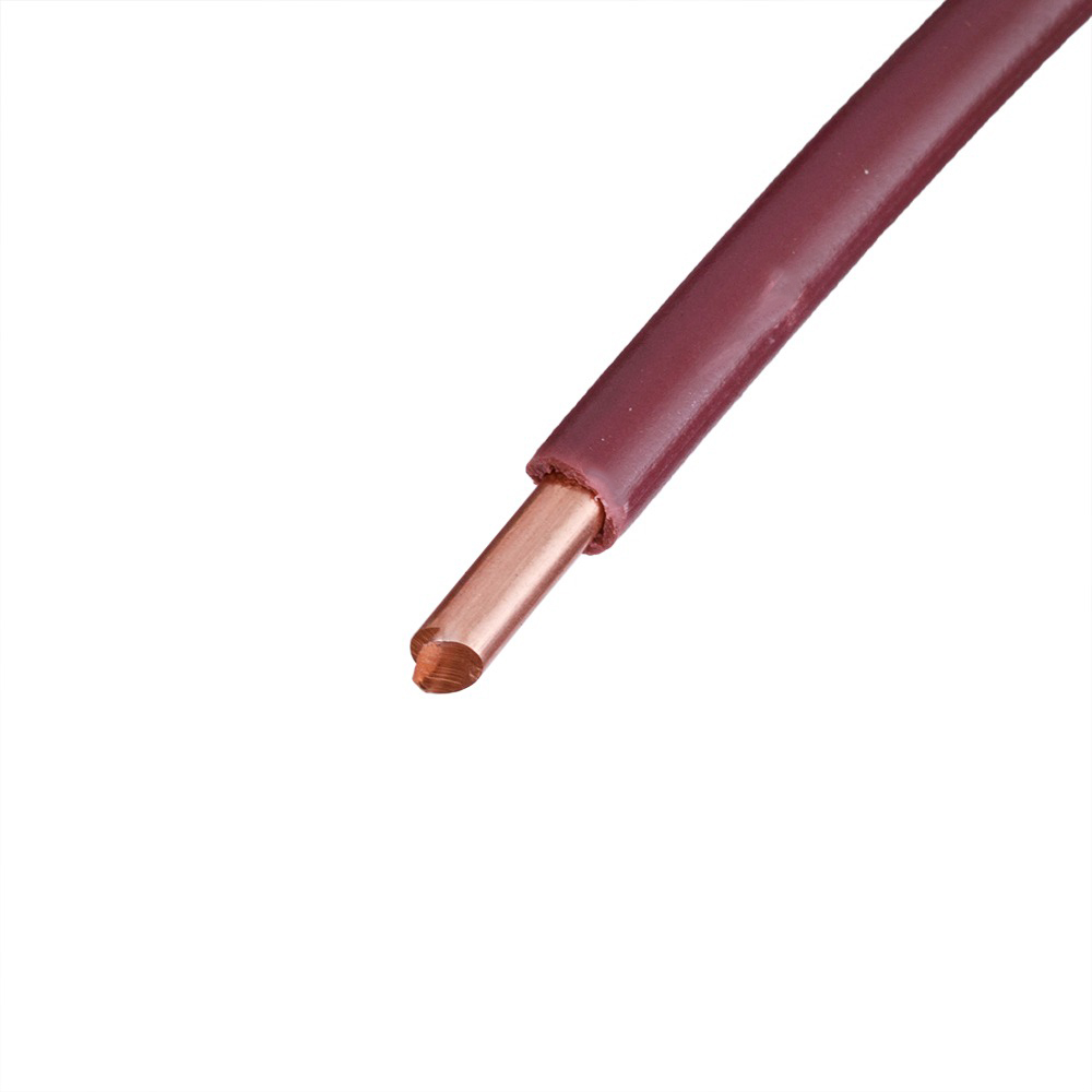 Провід одножильний 6.0mm² (10AWG/D2.76мм, мідь, PVC), коричневий