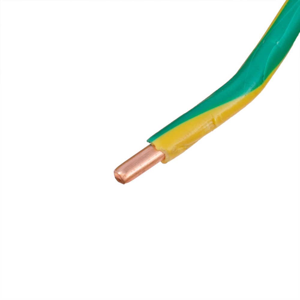 Провід одножильний 6.0mm² (10AWG/D2.76мм, мідь, PVC), жовто-зелений
