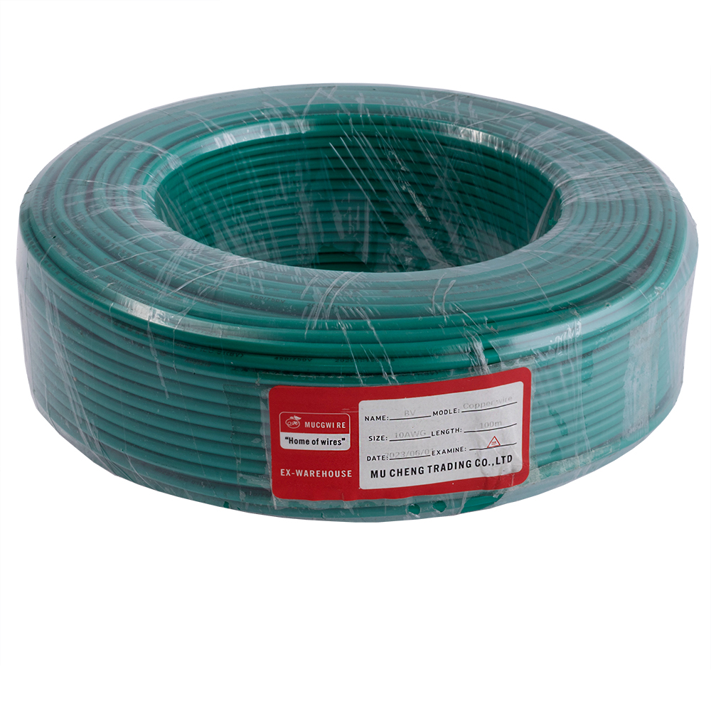 Провід одножильний 6.0mm² (10AWG/D2.76мм, мідь, PVC), зелений