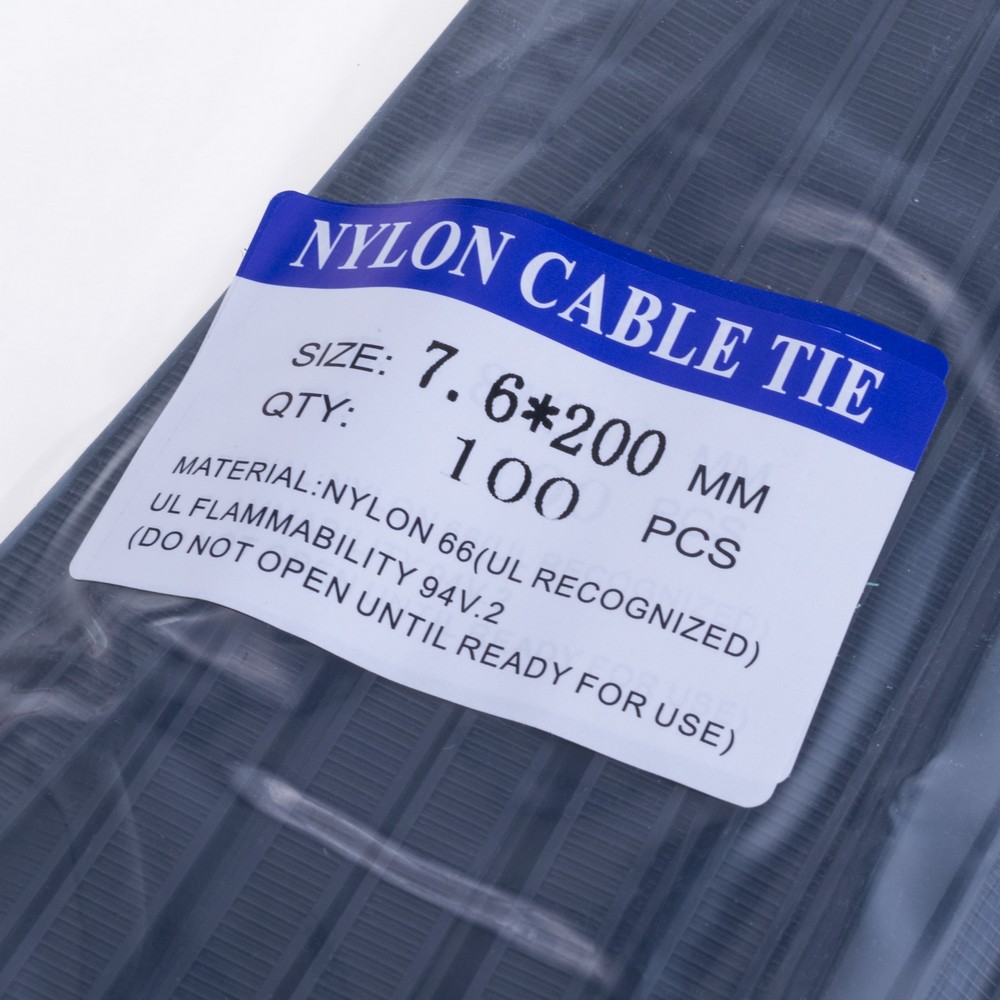 Кабельна стяжка 7,6x200мм 100шт. Кабельна стяжка 7,6x200мм 100шт.