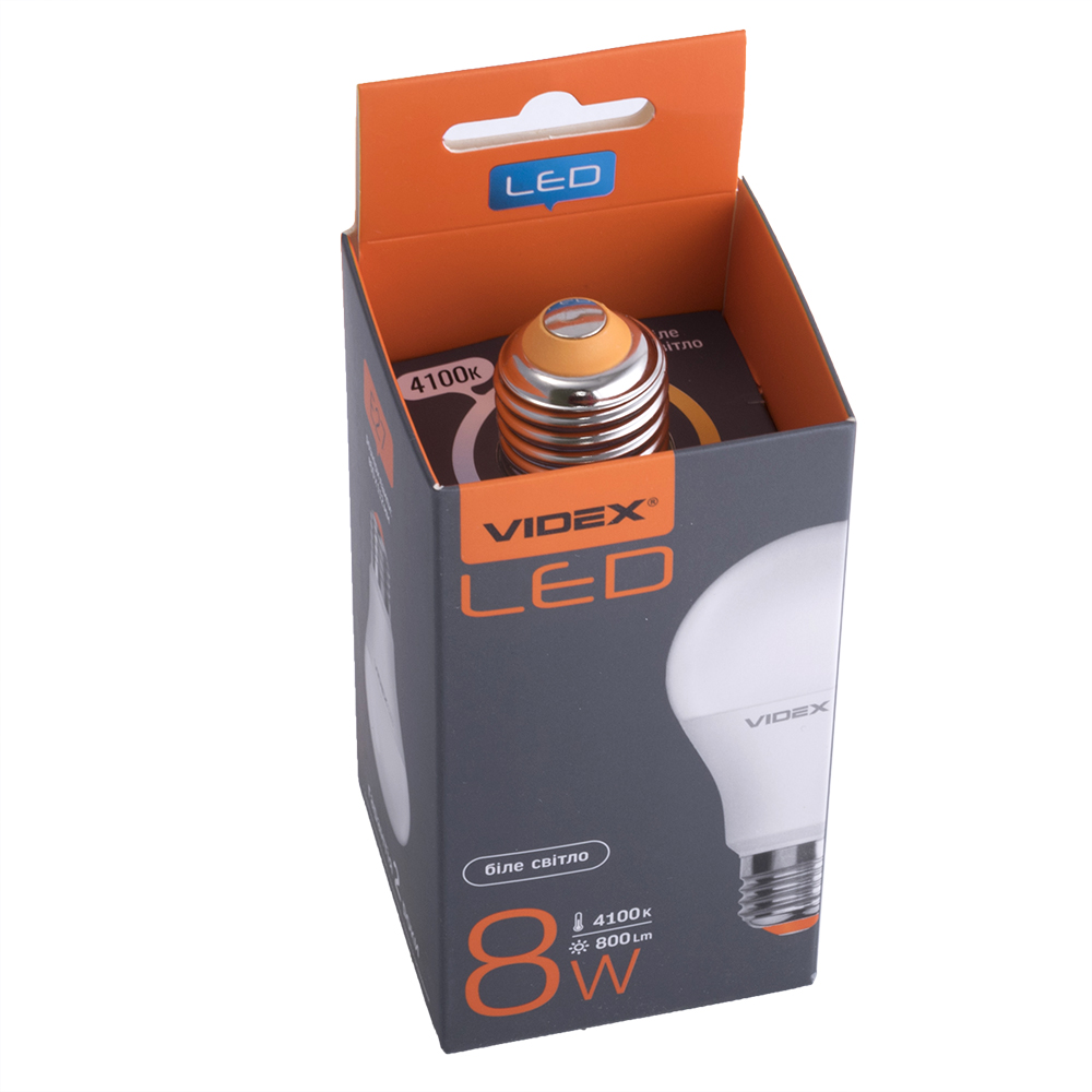 Лампа светодиодная 8Вт VIDEX Standart, 4100К, E27, 220V  (VL-A60e-08274)