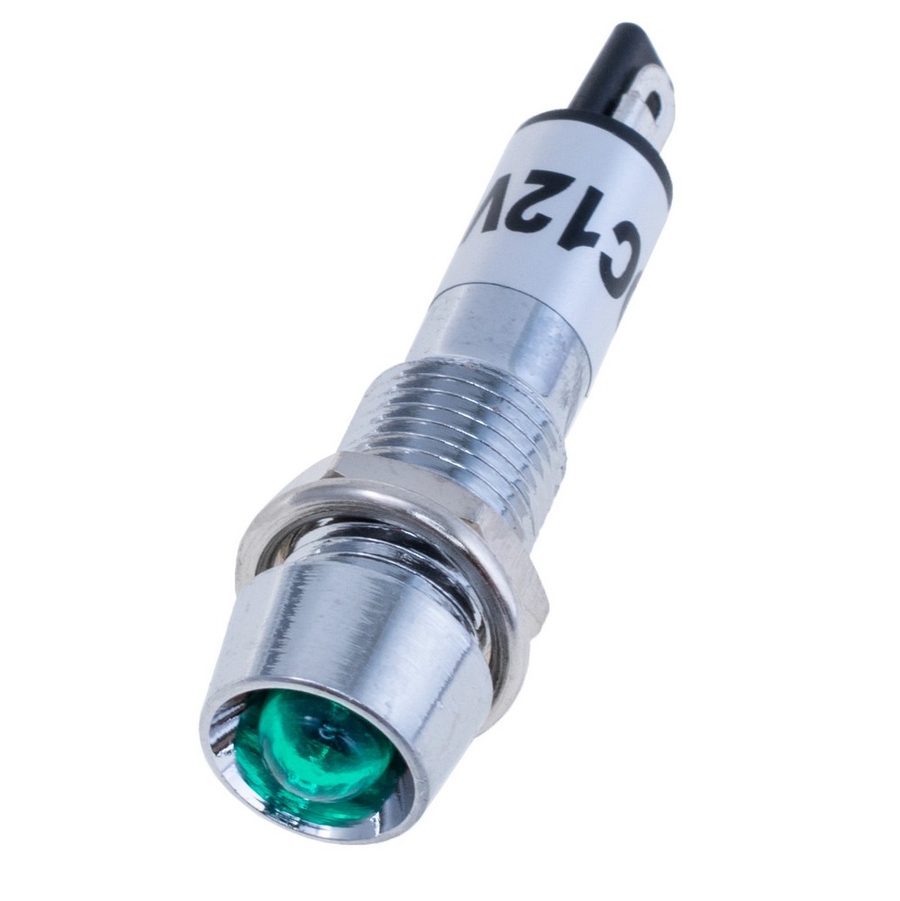 Індикаторна лампа 8 mm із зеленим підсвічуванням 12VDC, XD8-1 12V GREEN Індикаторна лампа 8 mm із зеленим підсвічуванням 12VDC, XD8-1 12V GREEN