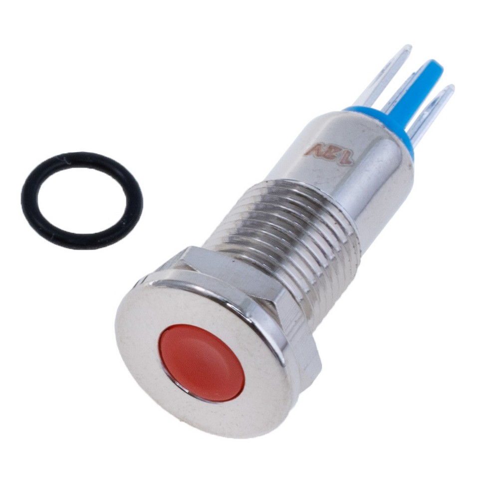 Індикаторна лампа 8 mm із червоним підсвічуванням IP67, 12VDC, GQ8A-D 12V RED Індикаторна лампа 8 mm із червоним підсвічуванням IP67, 12VDC, GQ8A-D 12V RED