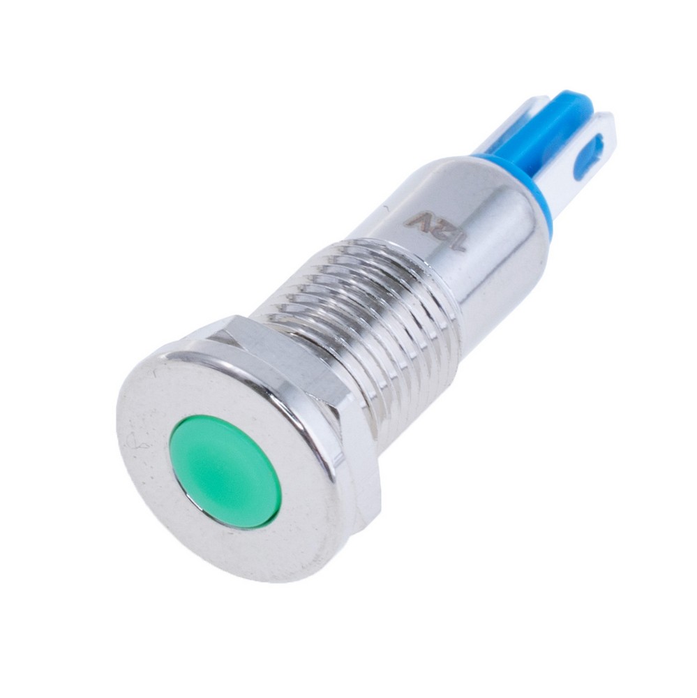 Індикаторна лампа 8 mm із зеленим підсвічуванням IP67, 12V, GQ8A-D 12V GREEN Індикаторна лампа 8 mm із зеленим підсвічуванням IP67, 12V, GQ8A-D 12V GREEN