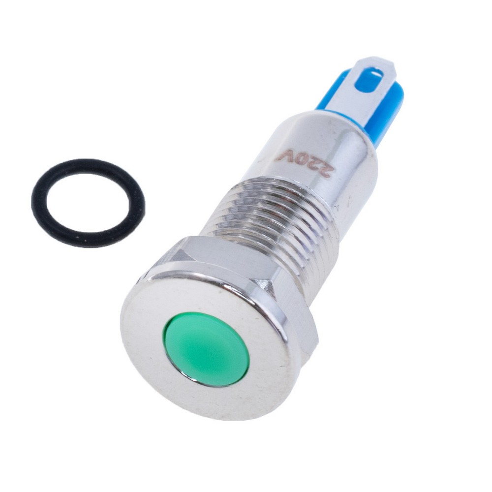 Індикаторна лампа 8 mm із зеленим підсвічуванням IP67, 220V, GQ8A-D 220V GREEN Індикаторна лампа 8 mm із зеленим підсвічуванням IP67, 220V, GQ8A-D 220V GREEN