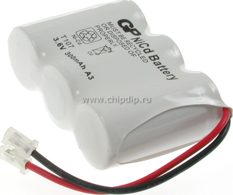 NiCd 300mAh, 3,6V, 3/4 АА х3 збірка GP Batteries, нікель-кадмієвий акумулятор для побутових радіотелефонів T107 U1