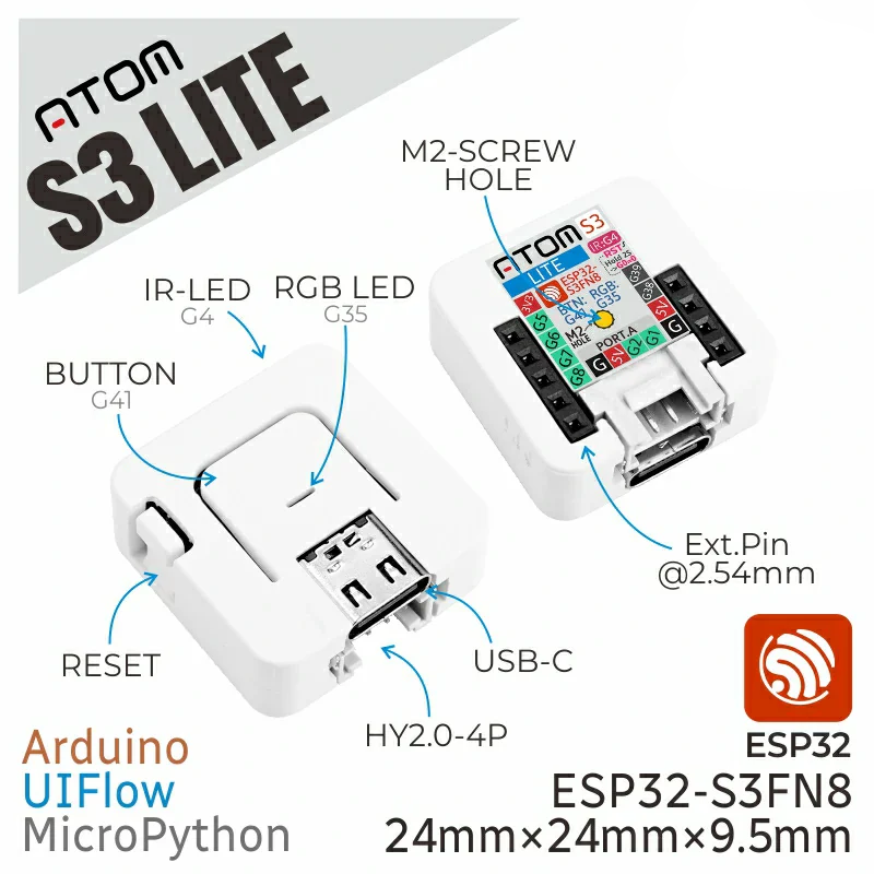 Контролер AtomS3 Lite ESP32S3 Dev Kit Контролер AtomS3 Lite ESP32S3 Dev Kit