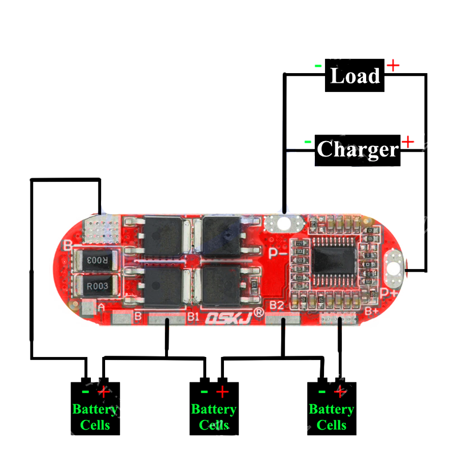 Плата захисту для 3-х акумуляторів LI-ION, 25А/12,6V