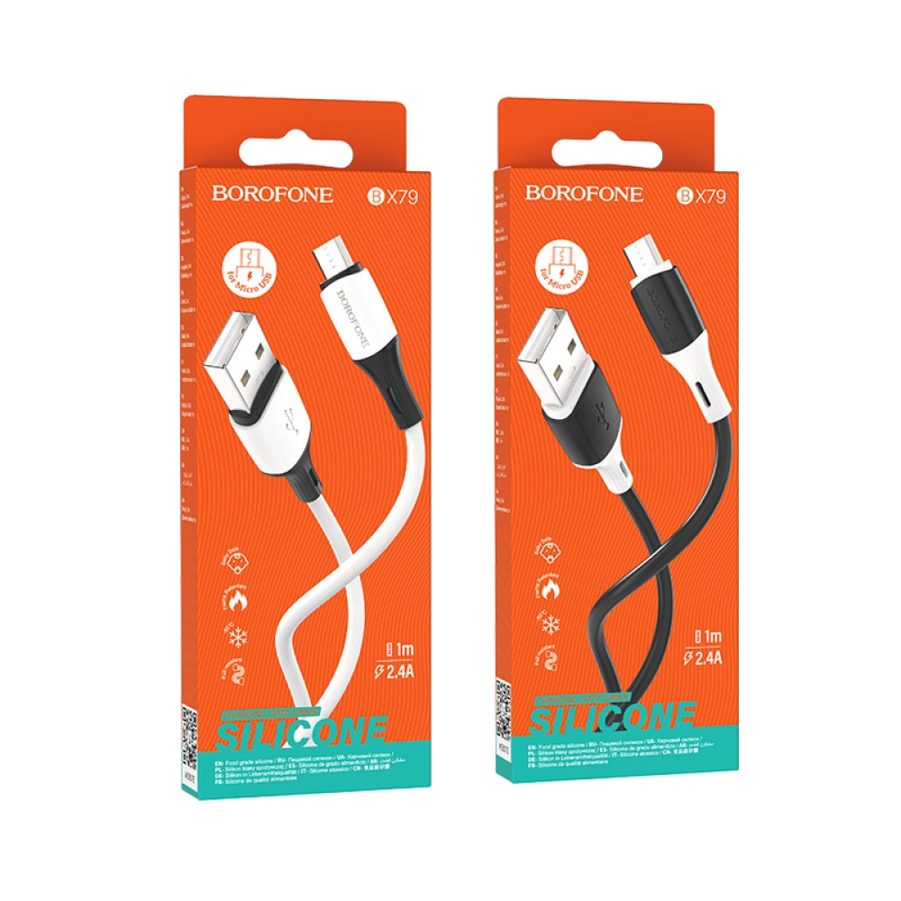 Кабель USB Micro 2.4A 1m, чорний (BX79 – Borofone)