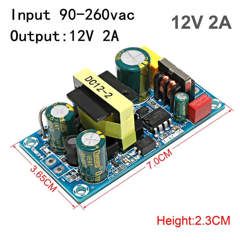 Блок живлення що вбудовується відкритий 24W 12V DC-12V-2