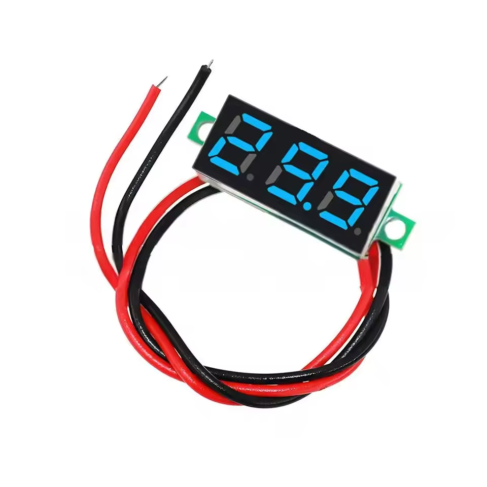 Вольтметр цифровий DC 2.5-30V 0.28" синій, 30x11,7x9,2mm Вольтметр цифровий DC 2.5-30V 0.28" синій, 30x11,7x9,2mm