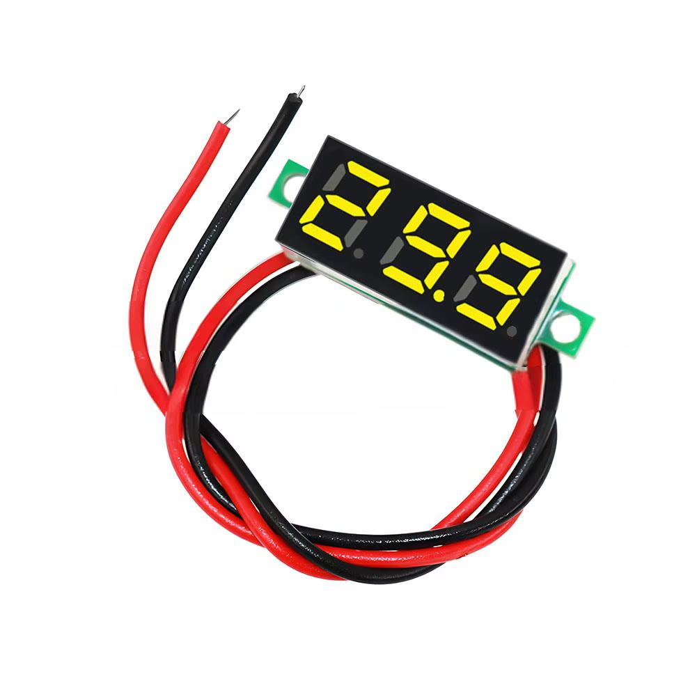 Вольтметр цифровий DC 2.5-30V 0.28" жовтий, 30x11,7x9,2mm Вольтметр цифровий DC 2.5-30V 0.28" жовтий, 30x11,7x9,2mm