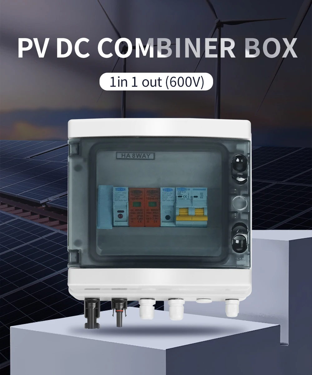 Збірка для захисту систем із сонячними панелями 1 input 1 out DC 600V Fuse MCB SPD Waterproof Box IP65 8ways 1 input 1 out DC 600V 40A DC MCB Збірка для захисту систем із сонячними панелями 1 input 1 out DC 600V Fuse MCB SPD Waterproof Box IP65 8ways 1 input 1 out DC 600V 40A DC MCB