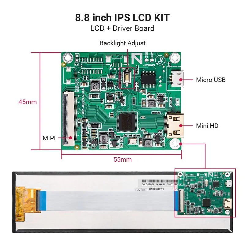 Дисплей 8,8" IPS 1920*480