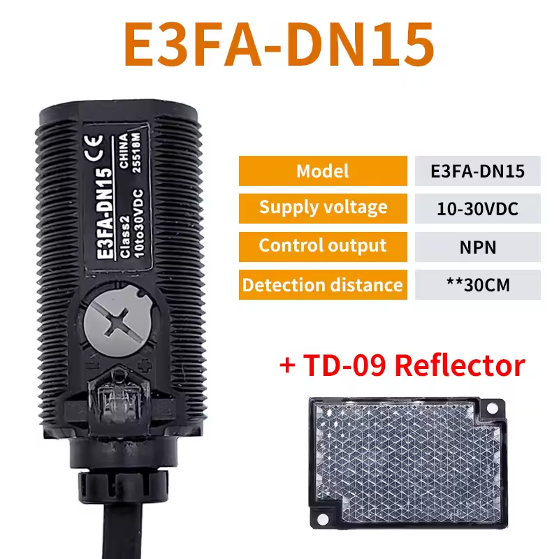 Інфрачервоний  фотоелектричний датчик із рефлектором, E3FA-DN15 and TD-09