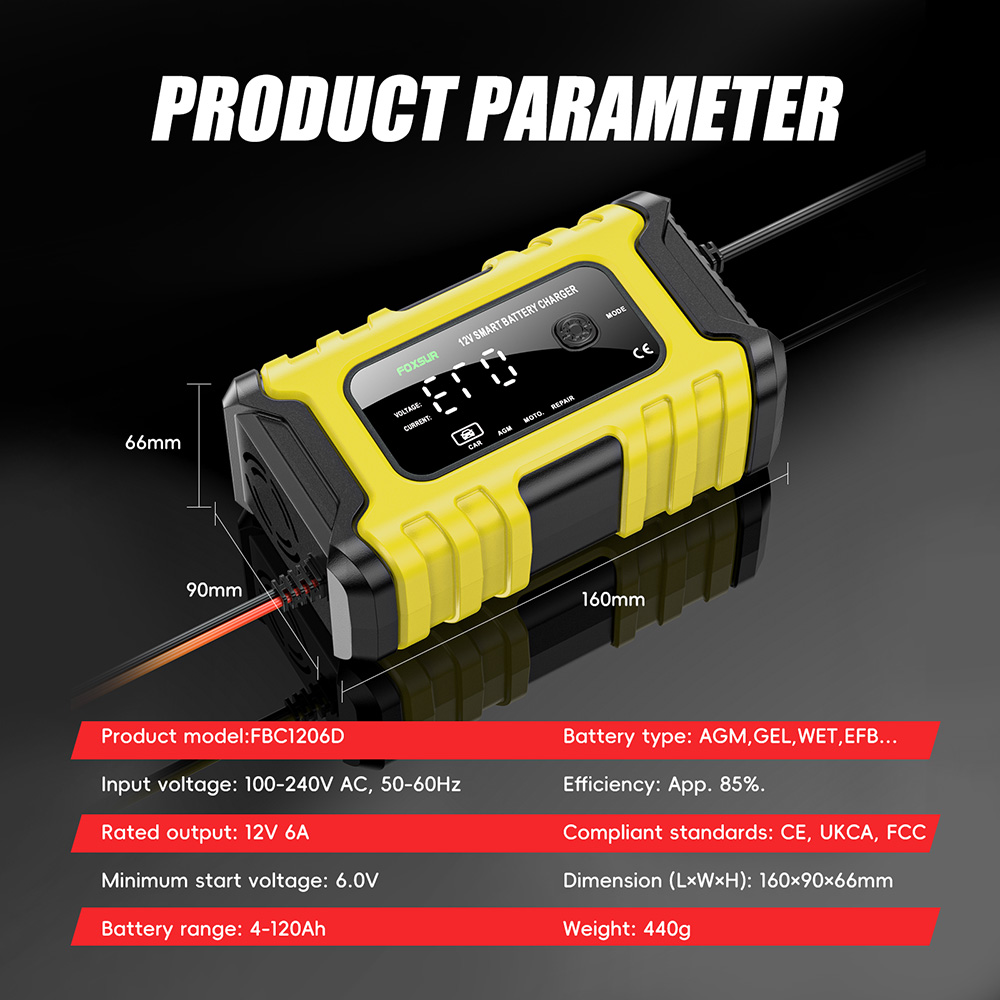 Зарядний пристрій для свинцево-кислотних акумуляторів 12V, 6A,  FBC1206D Зарядний пристрій для свинцево-кислотних акумуляторів 12V, 6A,  FBC1206D
