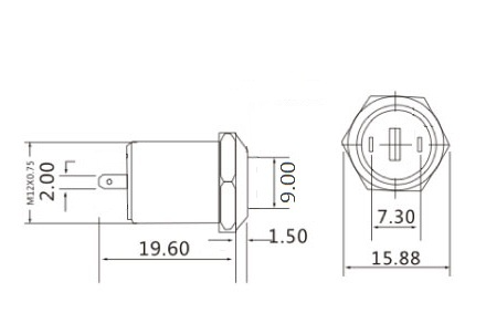 Кнопка антивандальна сенсорна з зеленим підсвічуванням 12V, GQ12F-10EM-EC